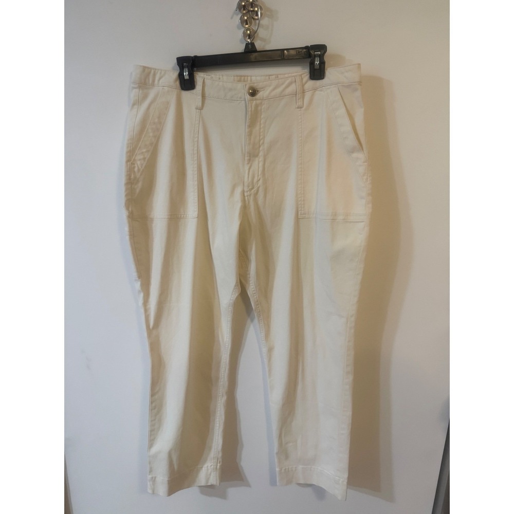 Old Navy Womens Utility Pants Cream Off-White Cinch Back Straight Leg Size 16